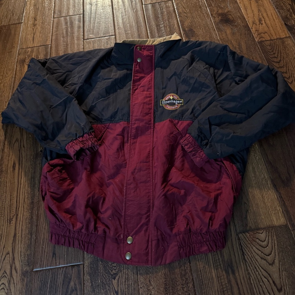 VTG K- PRODUCTS Two-Tone Black and Burgundy Men’s Jacket Size Large